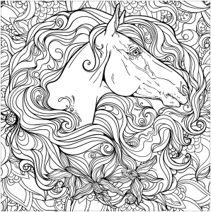 horse to print for free  horse head and beautiful mane 2