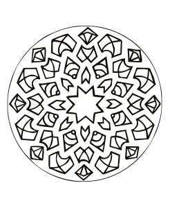 Mandala with leaves and flowers - Mandalas Kids Coloring Pages
