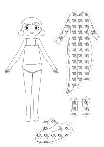 Paper dolls with a floral dress