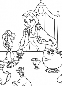 beauty and the beast teapot coloring page