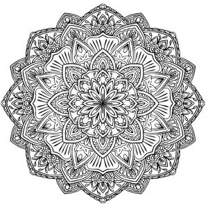 Coloriage Mandala Fleur Et Feuilles Pour Adulte Dessin Mandala à imprimer
