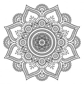 Coloriage Mandala Fleur Et Feuilles Pour Adulte Dessin Mandala à imprimer