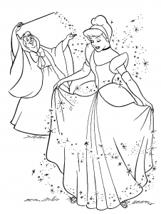 Desenho de Princesa com varinha mágica para colorir