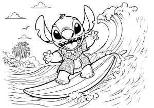 Stitch adore surfista