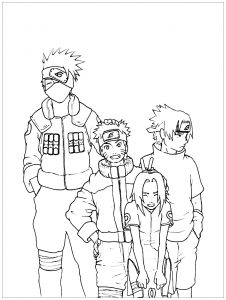Sasuke e Naruto crianças para colorir e pintar - Imprimir Desenhos