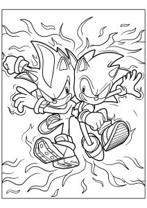 Página para colorir de Sonic com fundo floral - Sonic - Just Color Crianças  : Páginas para colorir para crianças