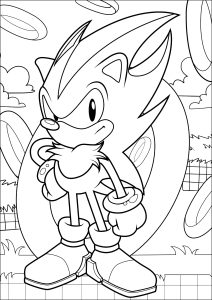 Vista frontal do Sonic - Sonic - Just Color Crianças : Páginas para colorir  para crianças
