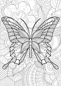 Schmetterling mit geblümtem Hintergrund - 3