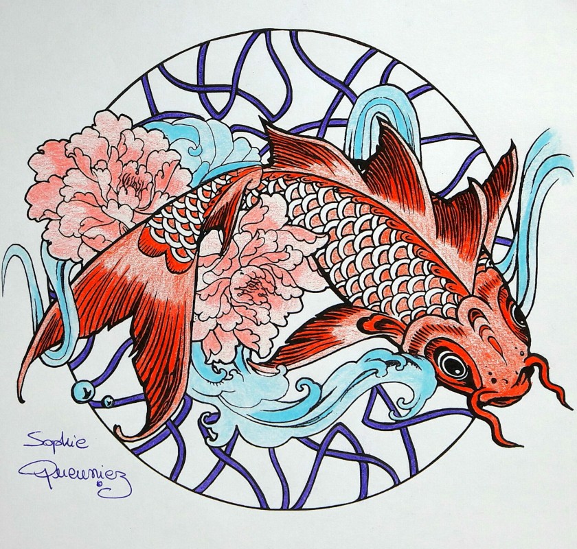 Download Mandala fish carp - Mandalas Adult Coloring Pages